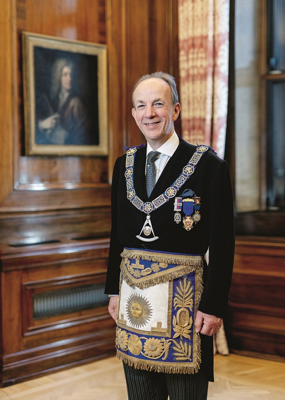 Jonathan Spence, Pro Grand Master of the United Grand Lodge of England, wearing his Masonic Regalia