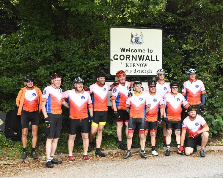 at the start of their bike ride