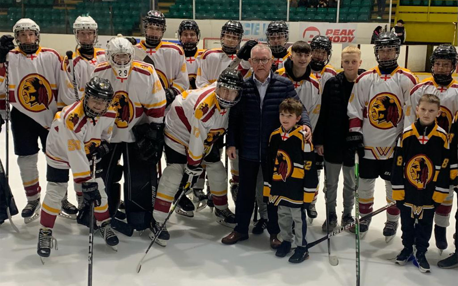 The ice hockey team in their new jerseys