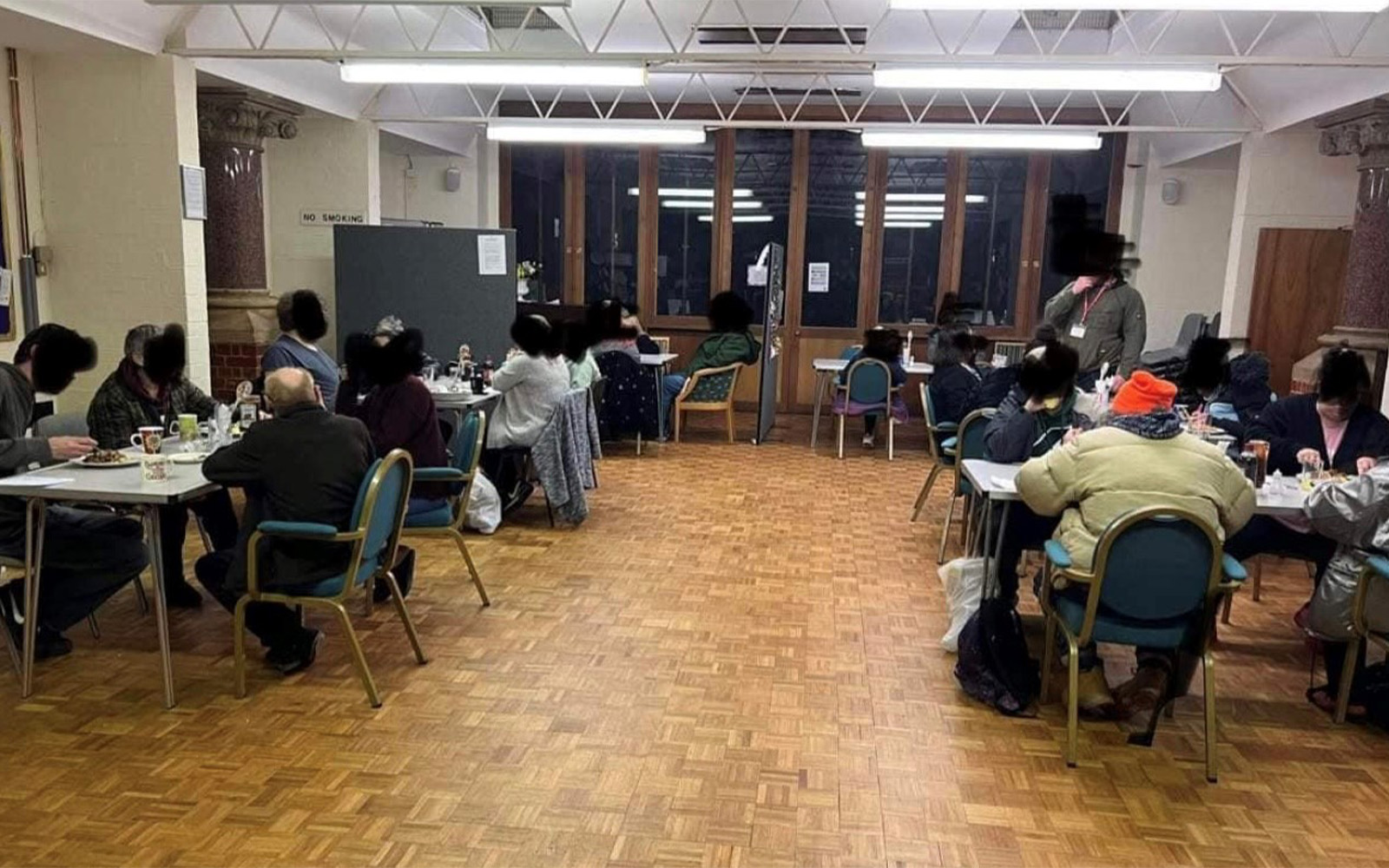 Guests enjoying a hot meal