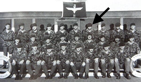 Mark Eyles-Thomas with his comrades on the SS Canberra