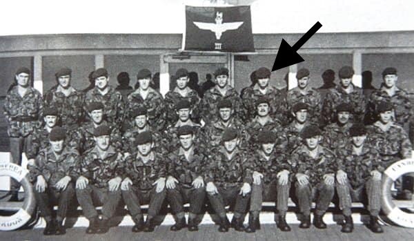 Mark Eyles-Thomas with his comrades on the SS Canberra 