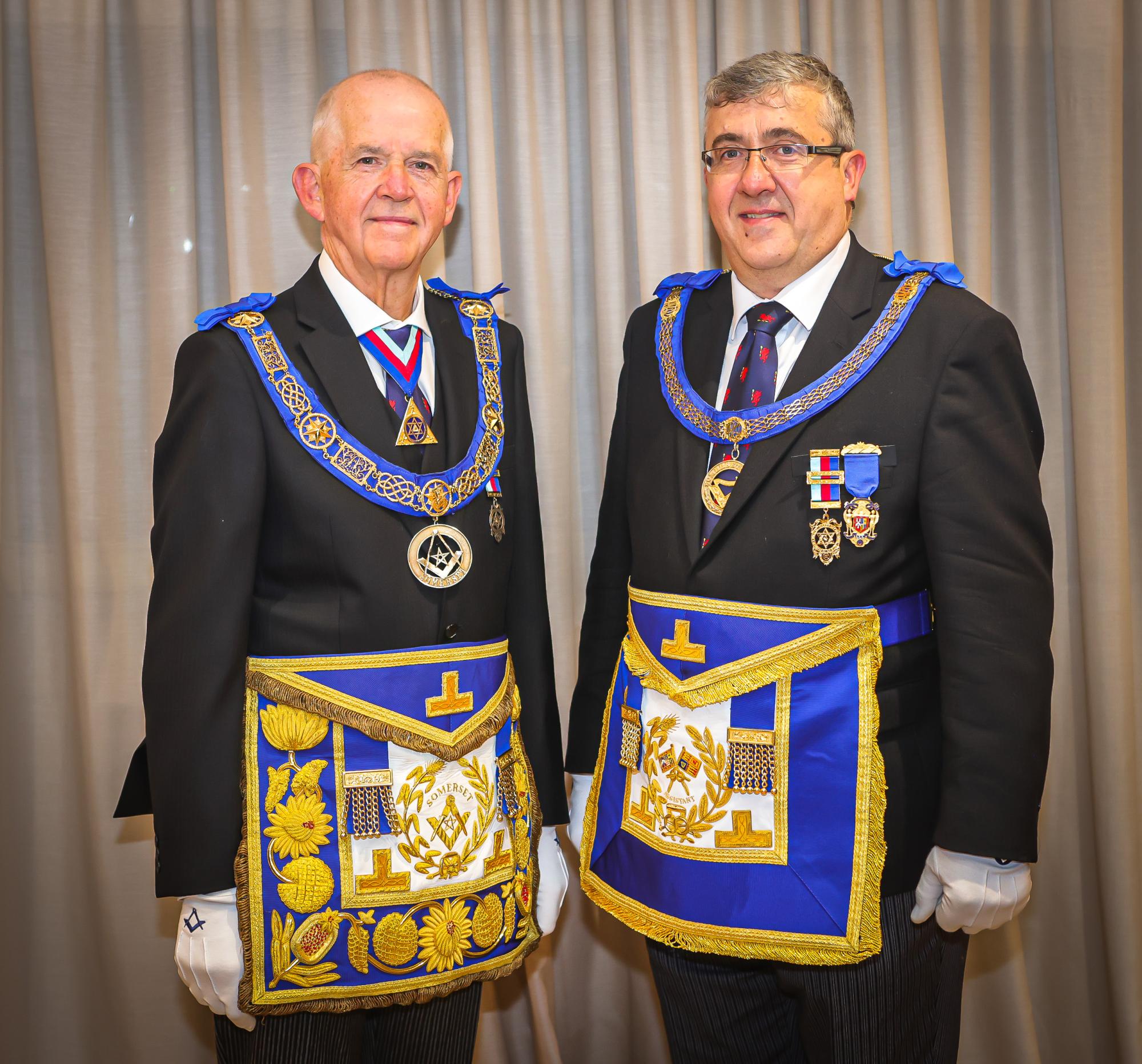 Freemasons Ray and Tony Guthrie in regalia