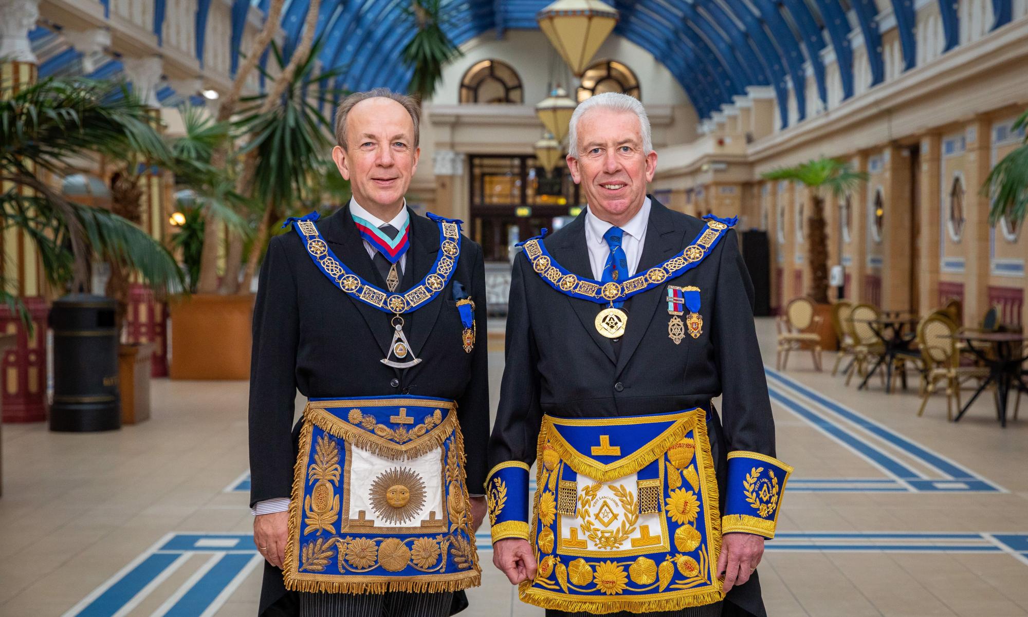 Provincial Grand Master Mark Matthews (right) pictured with Pro Grand Master Jonathan Spence at the Winter Gardens in Blackpool.