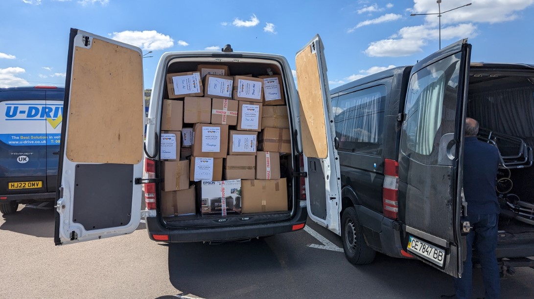 Van full of donated supplies