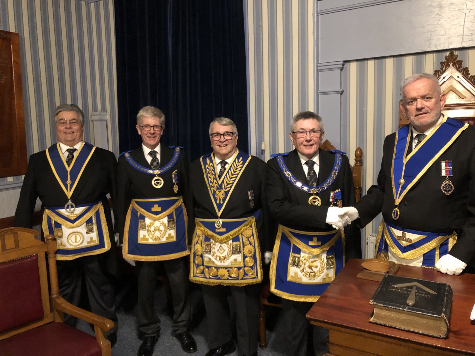 Torquay Freemasons at the Installation Meeting of Concordia Lodge, which was formed in India in 1905 and moved to England in 1966