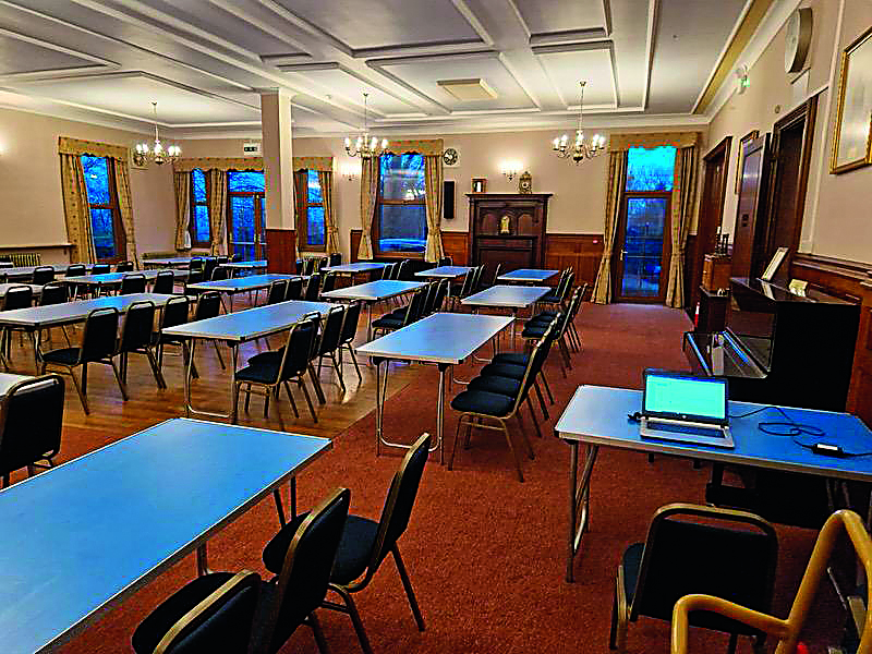 Photo of desks in a classroom 