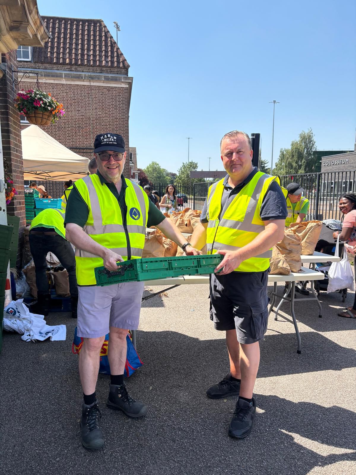 Hertfordshire Freemasons supported a Felix Fresh food distribution event in Watford, helping residents access free surplus produce.