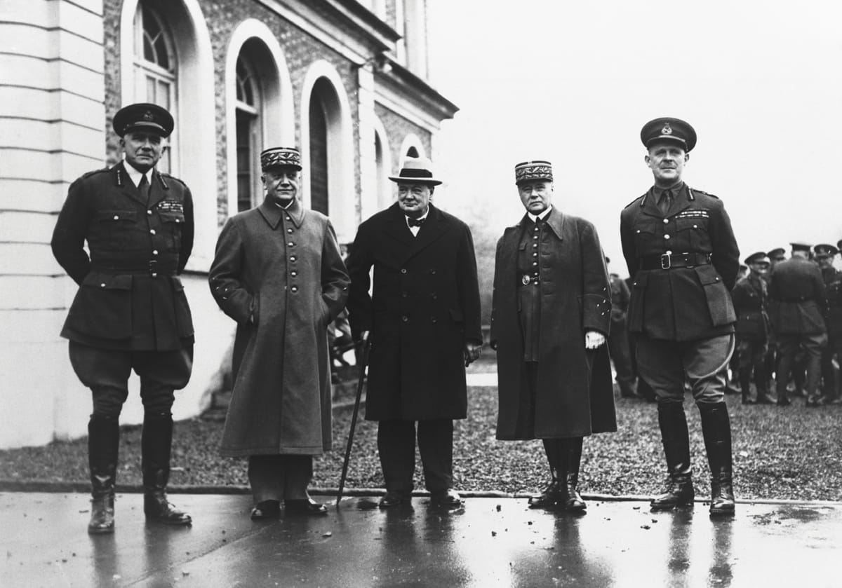 General Ironside, General Gorge, Winston Churchill, and General Gamelin in France, c.1917 Hulton Deutsch Collection/CORBIS/Corbis via Getty Images