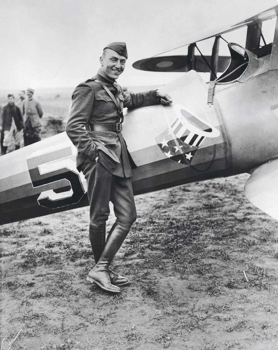 Captain Eddie Rickenbacker, American Aviator in a field near Toul, France, 5 May 1918