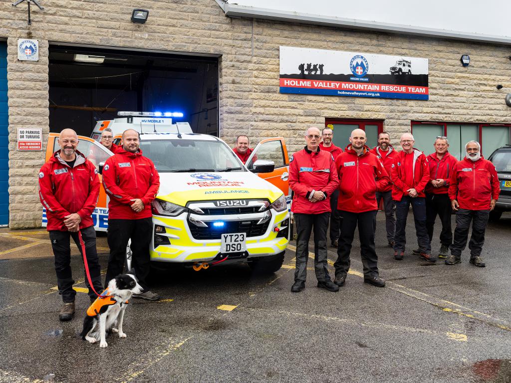 Yorkshire's Mountain Rescue team with a new Land Rover partly funded by Yorkshire, West Riding Freemasons