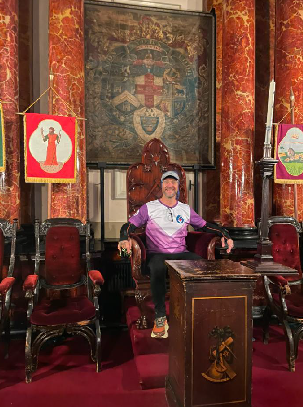 Guy in the magnificent lodge room at Duncombe Place, York