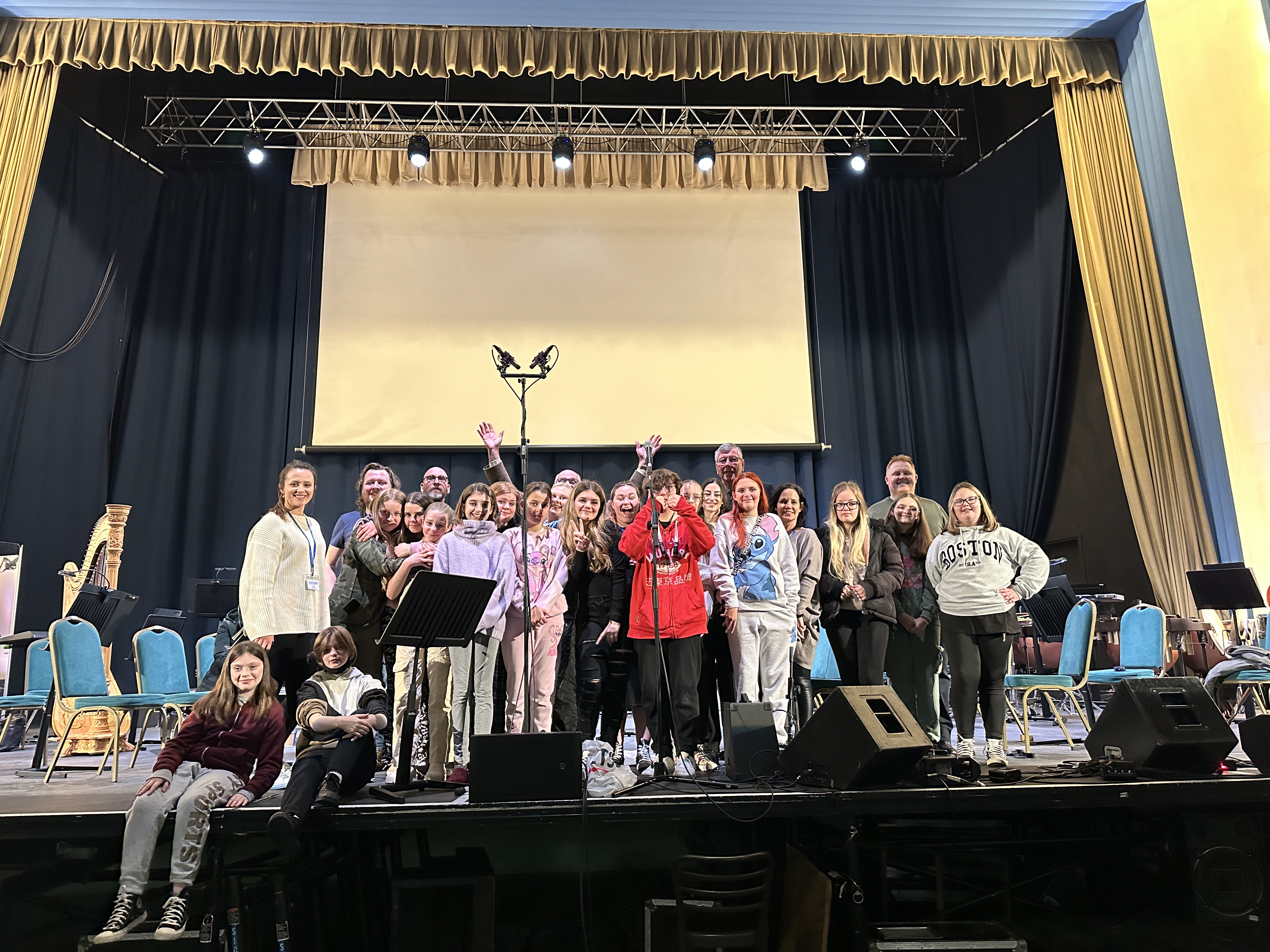 Members of the Bath Philharmonica, supported by Devon Freemasons, after their performance. 