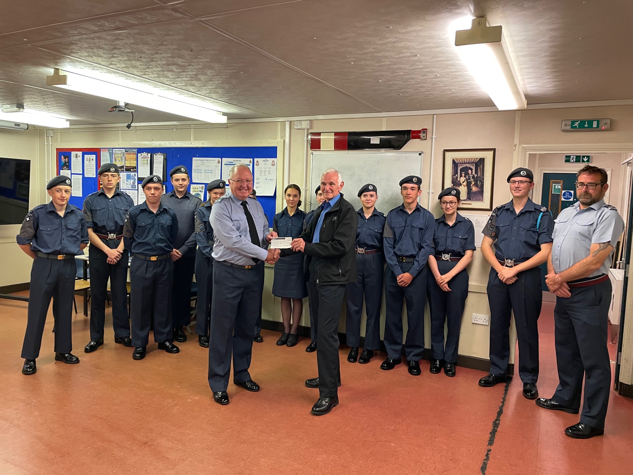 Staffordshire Freemasons and members of the St Edwards Lodge visit the 60 Leek Squadron Air Cadets at their premises