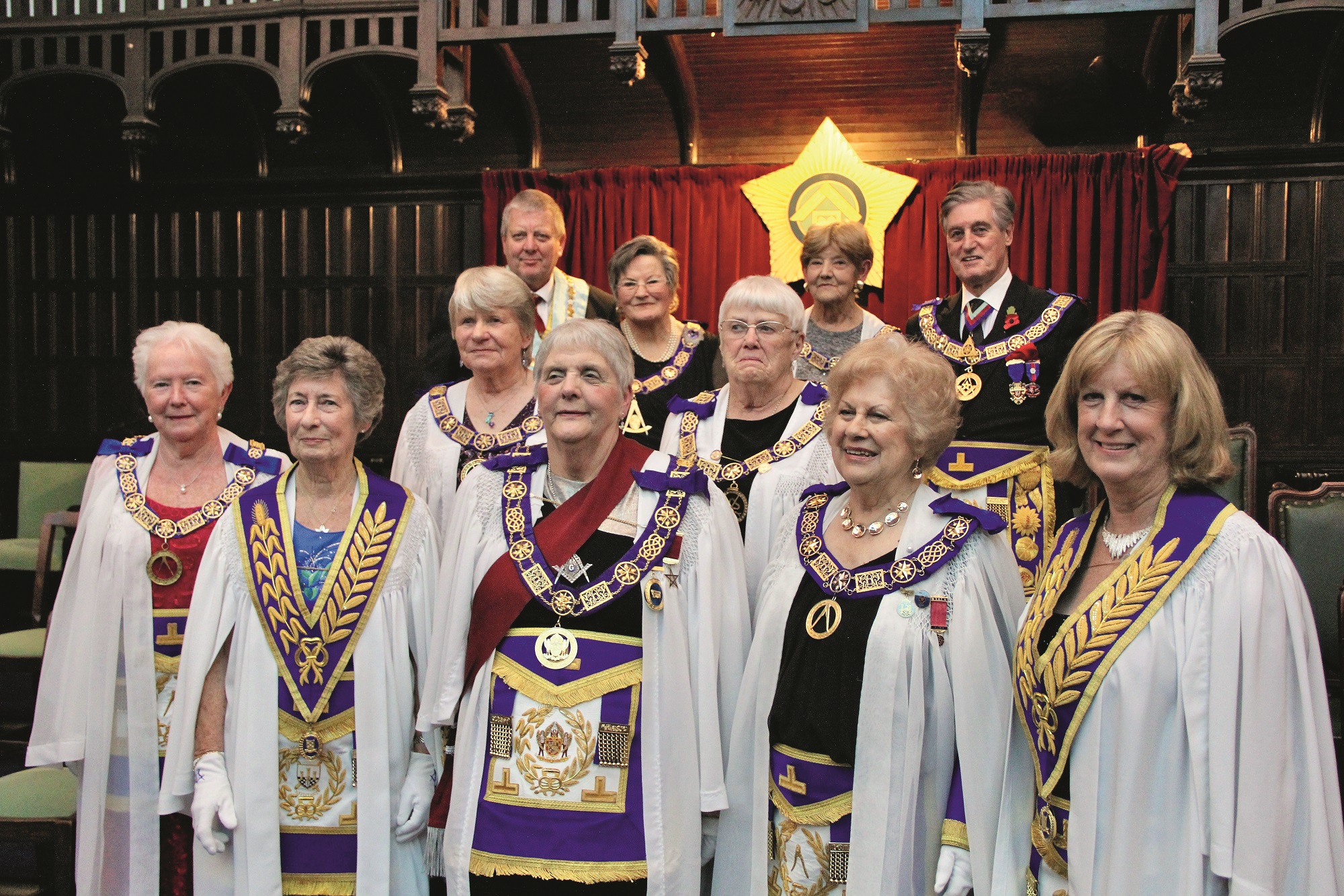 Male and Female Freemasons in their regalia