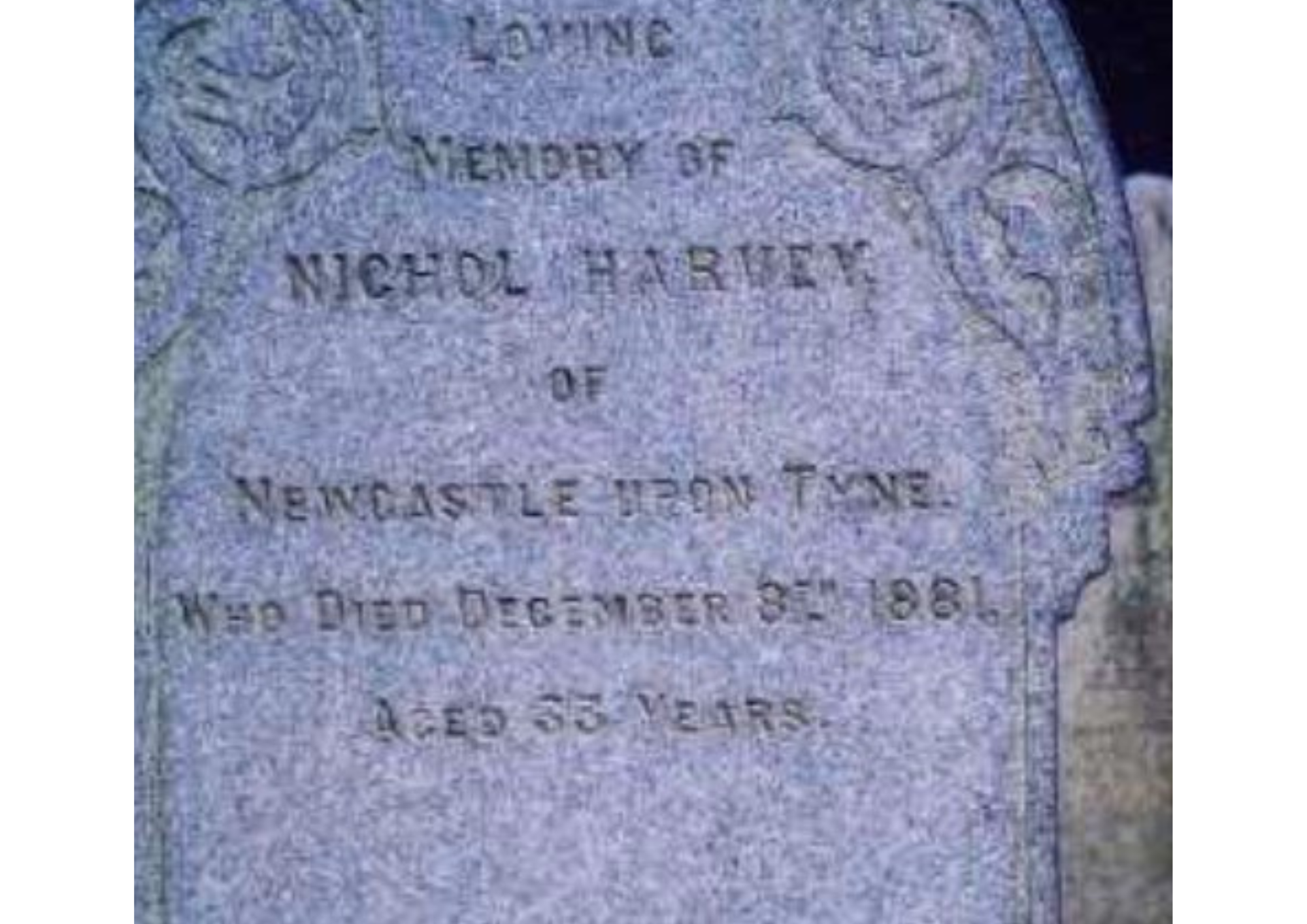 tombstone of Nichol Harvey, a Freemason buried in Hong Kong 