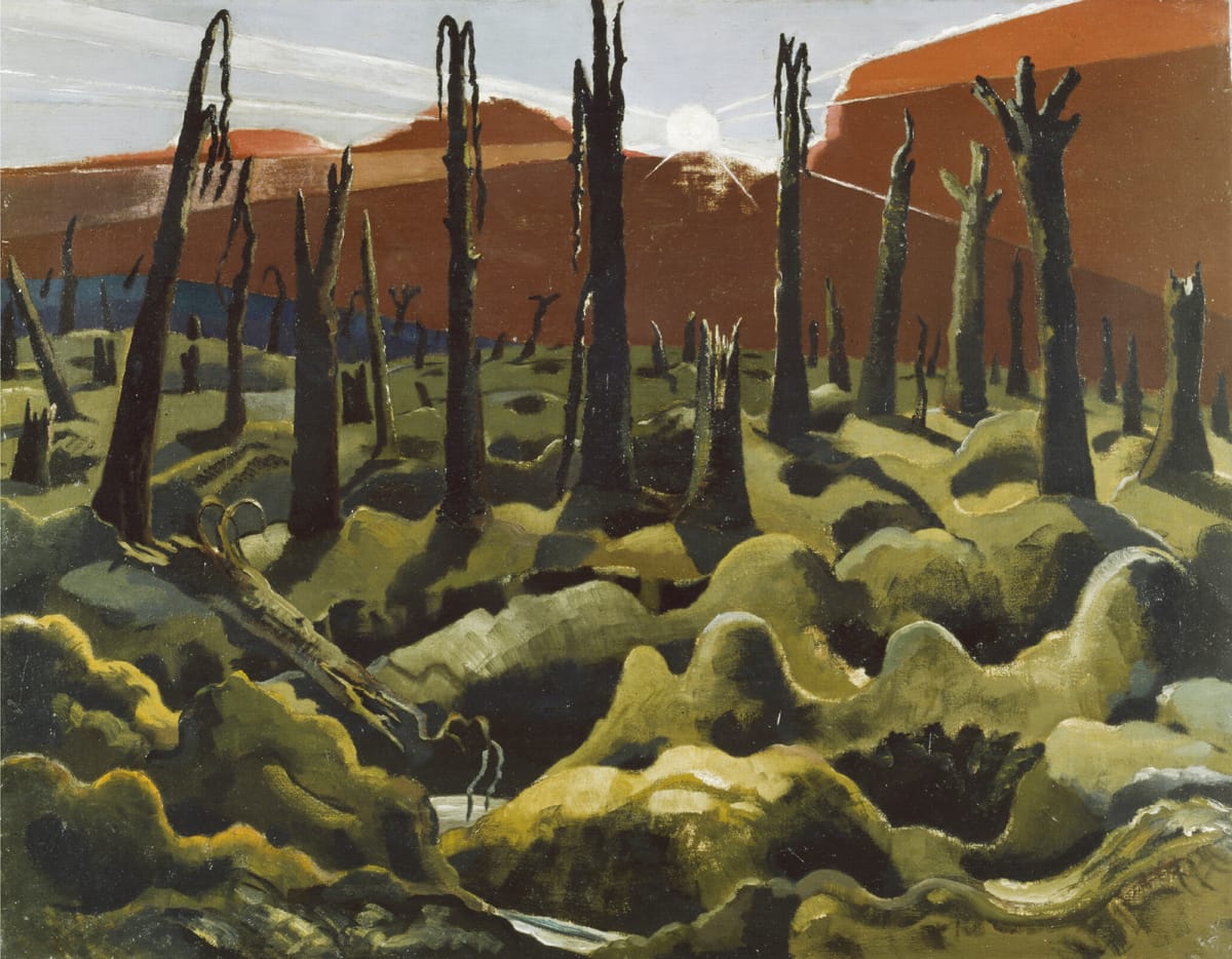 1918 oil on canvas by Paul Nash. The optimistic title belies its depiction of a scarred landscape created by WWI