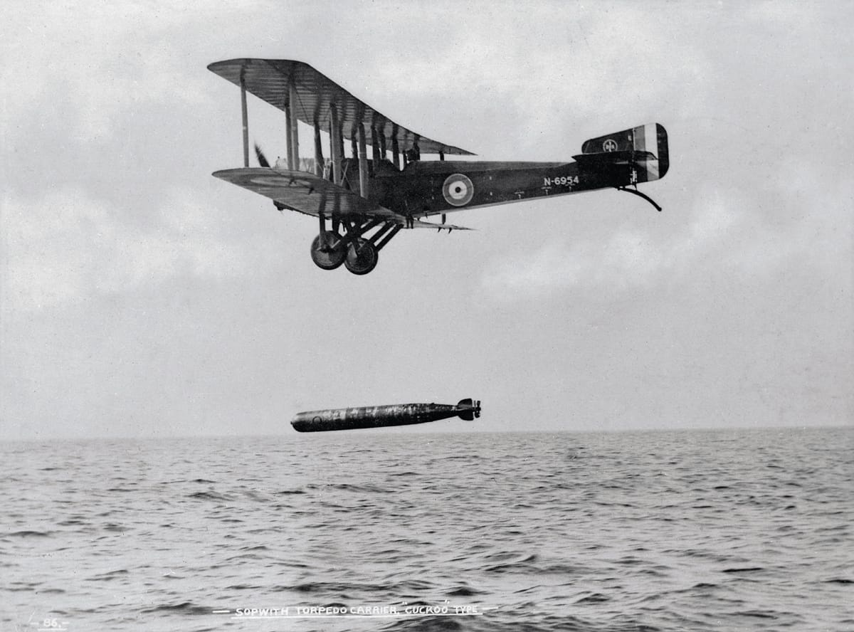 Dropping a torpedo, July 1918