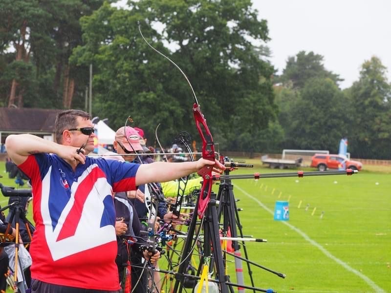 Clive, a blind Shropshire Freemason, competing in an archery competition.