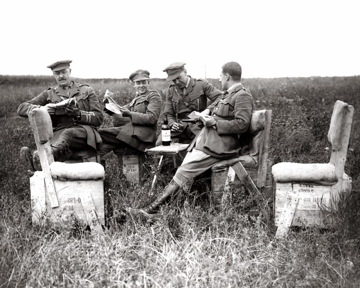 British officers relaxing, c.1916