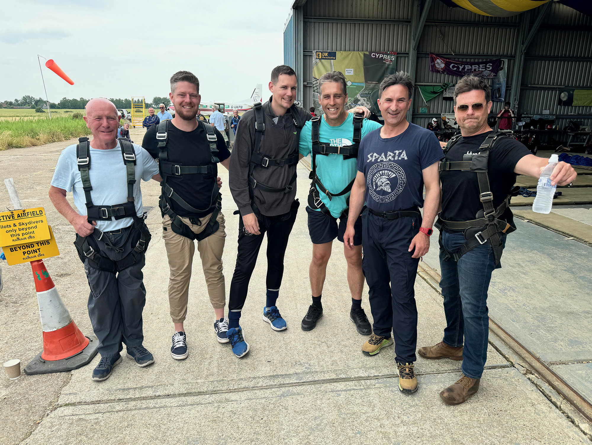 Suffolk Freemasons with PGM just before the jump