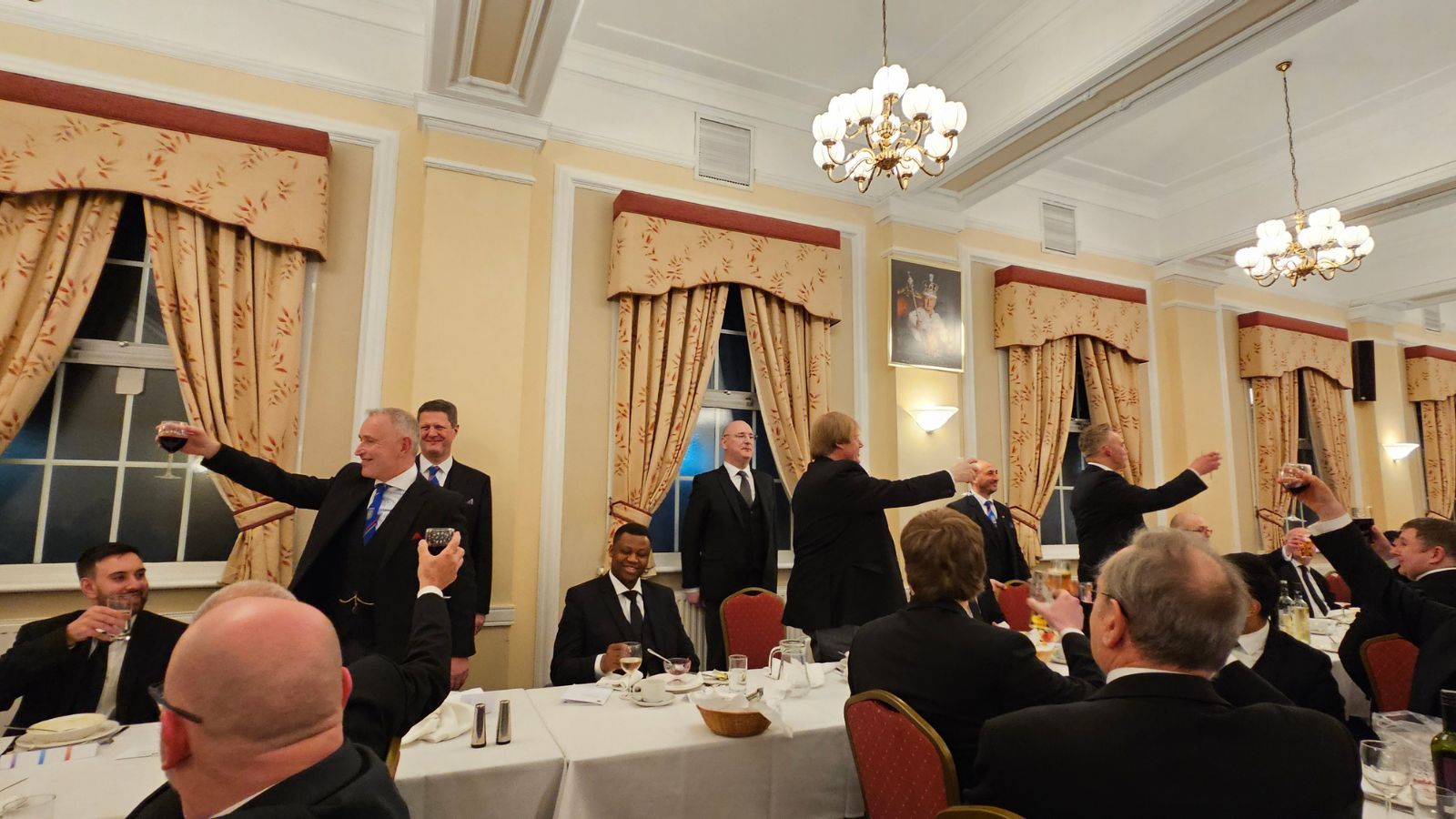 Freemasons at the after-meeting dinner