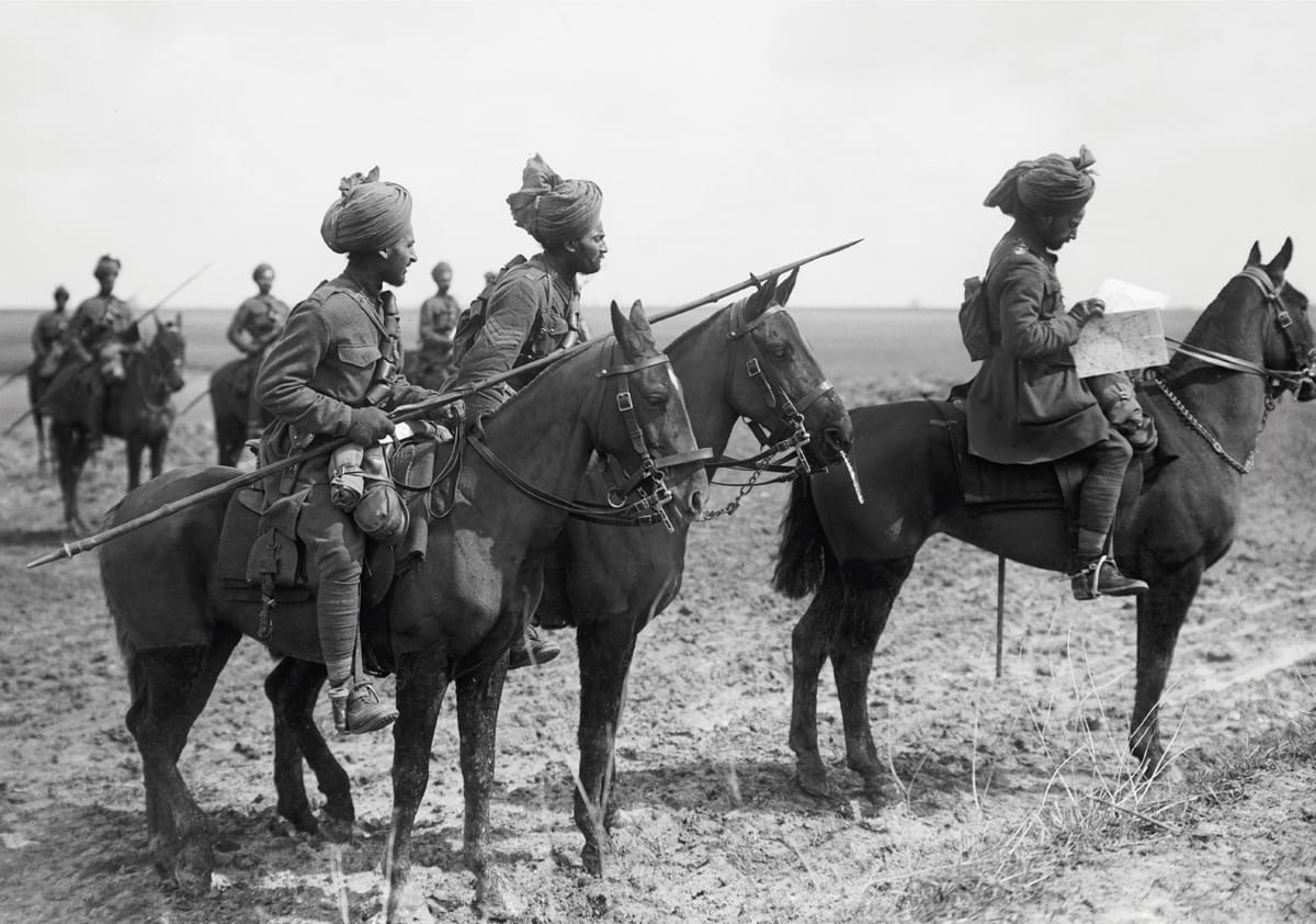 Forward scouts of the 9th Hudson’s Horse, an Indian cavalry regiment, April 1917
