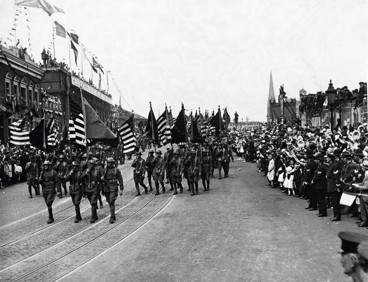 Victory Parade through London lead by General Haig and General Foch and other war leaders, 19 July 1919