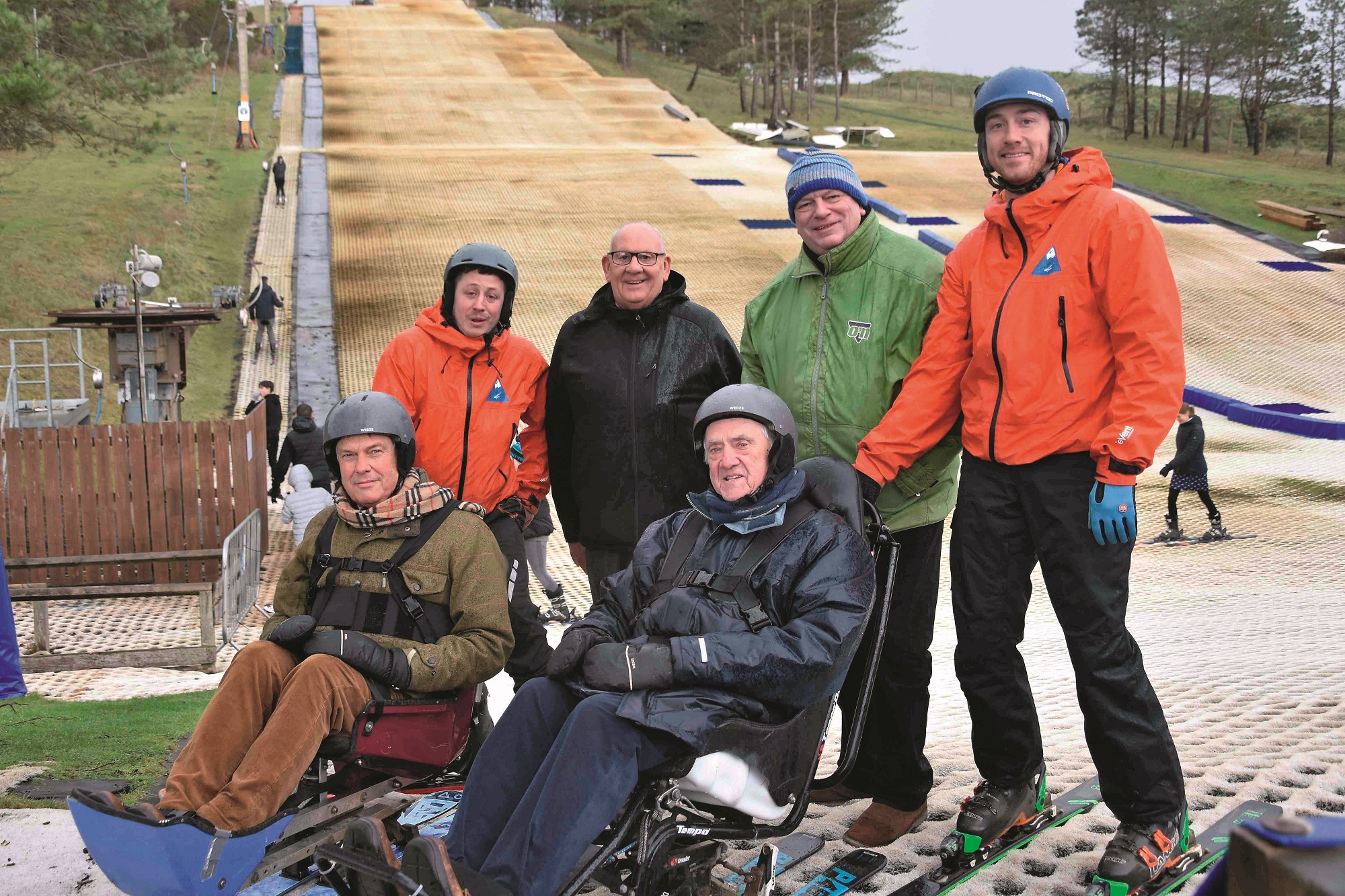West Wales Freemasons at the Pembry Ski4All track after donating £8500