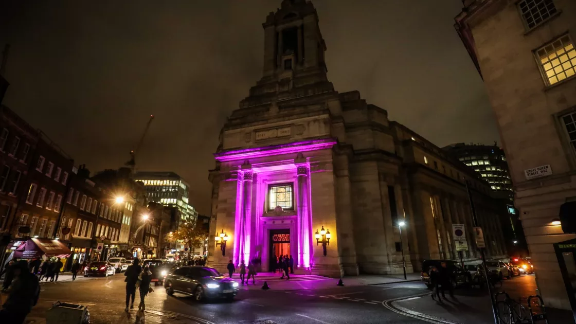 Freemasons' Hall in London night time