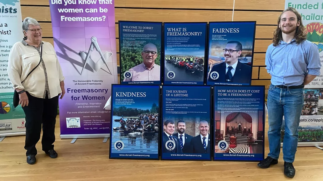 Young Freemason Chris Hare at the Bournemouth Fresher's Fair