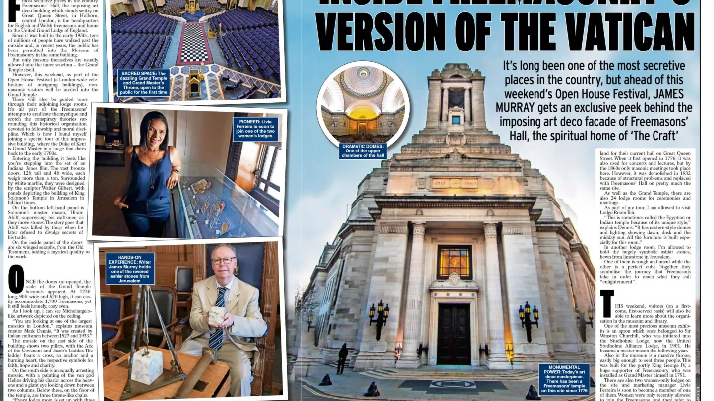 Daily Express article about Open House London in Freemasons' Hall