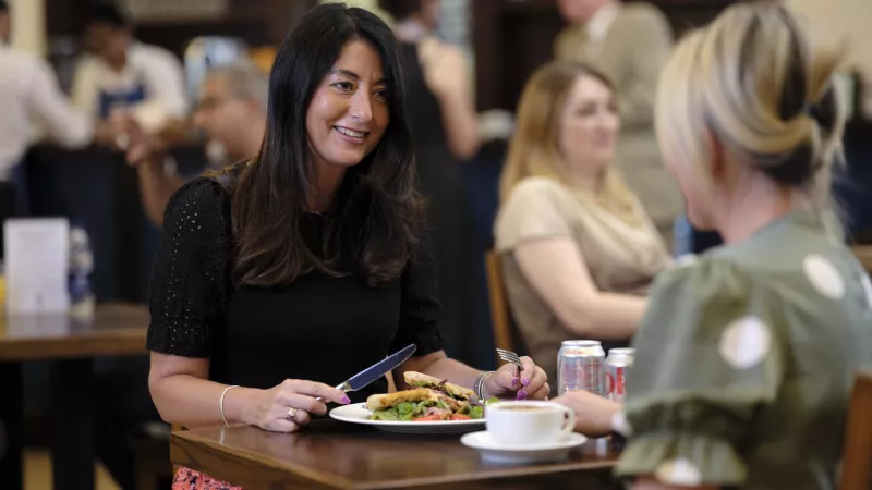 Person having lunch at The Café and Bar at Freemasons’ Hall in London