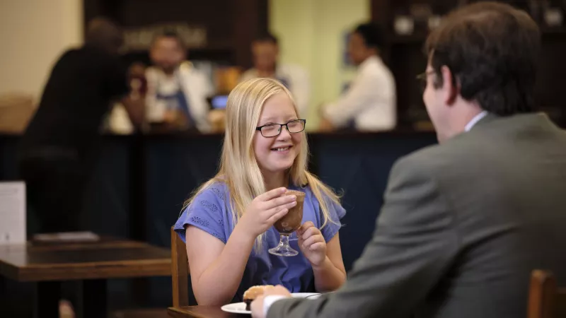 Kid at The Café and Bar at Freemasons’ Hall in London