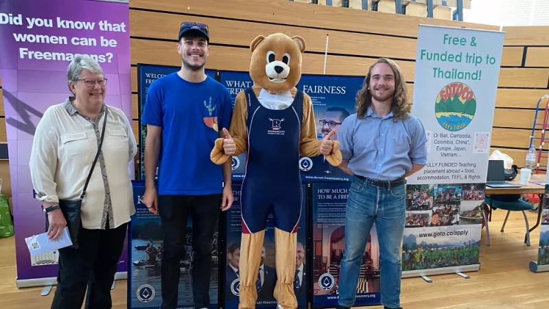 Young Freemason Chris Hare at the Bournemouth Fresher's Fair