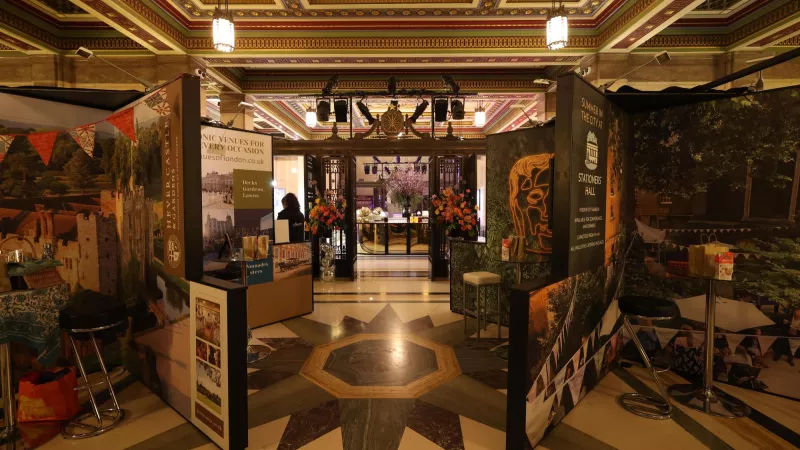 Event set up at the Vestibules at Freemasons' Hall in London