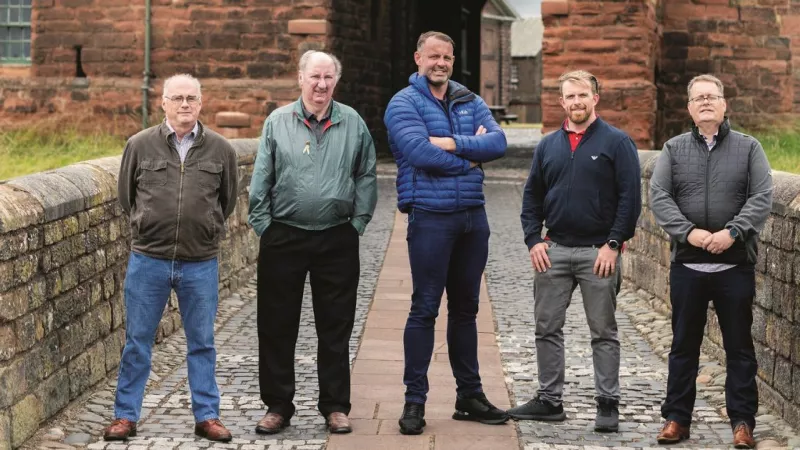 Photo of five men that transported donations from Freemasons and their families to Ukraine