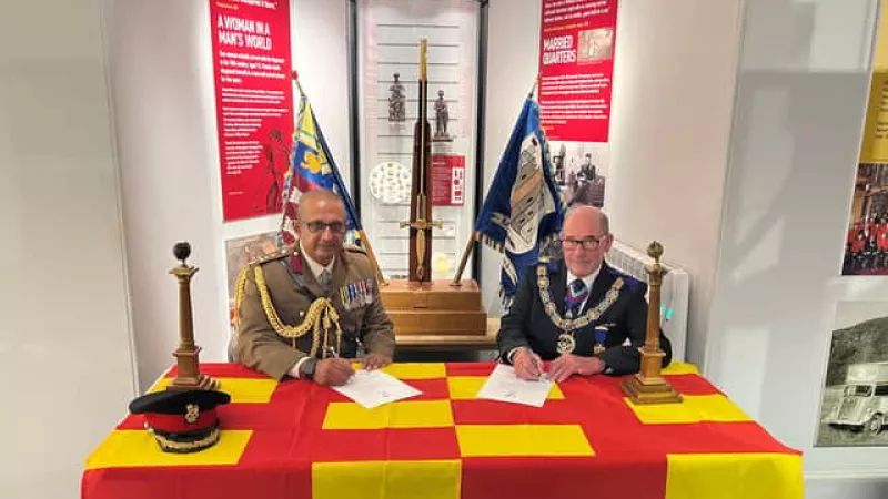 Brigadier Bibek Banerjee with Ian Craigs, head of Northumberland Freemasons.