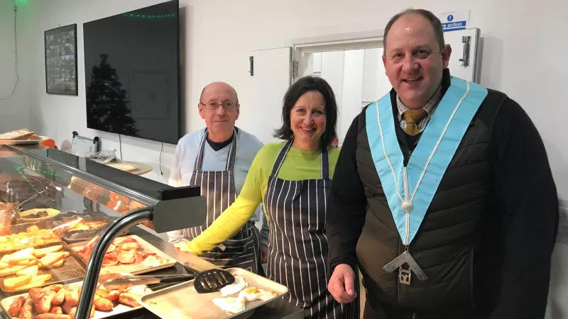 Berkshire Freemason with Charity volunteers