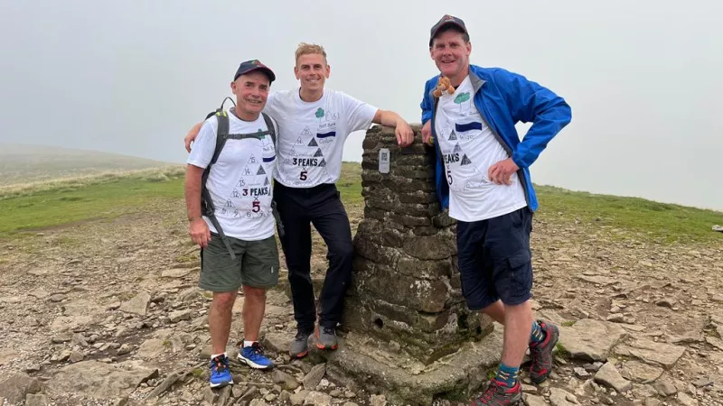Lodge of Fidelity member Derek Radcliffe with his friends on one of Yorkshire Three Peaks