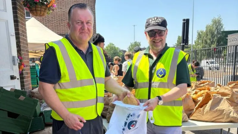 Hertfordshire Freemasons supported a Felix Fresh food distribution event in Watford, helping residents access free surplus produce