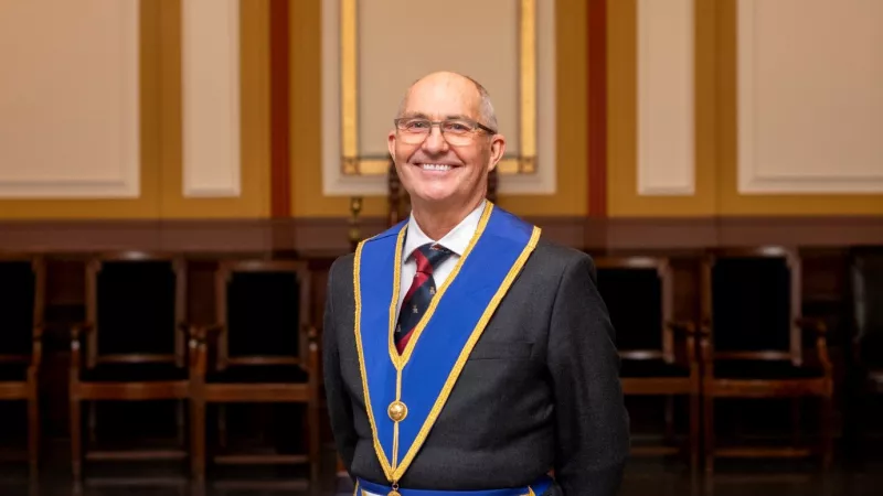 A Freemason wearing his Regalia