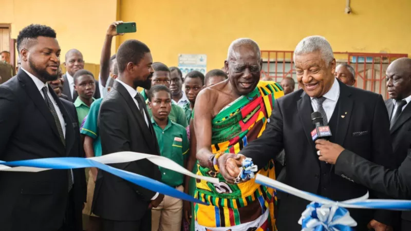 Ghanaian Freemasons at a ribbon cutting ceremony