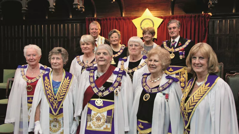 Male and Female Freemasons in their regalia