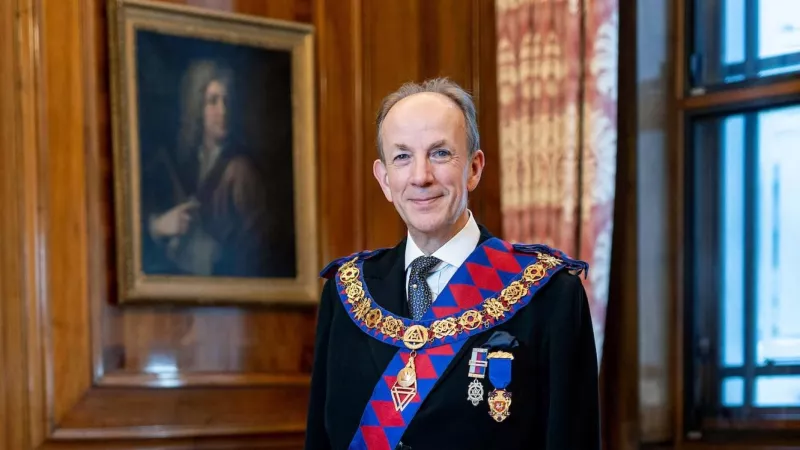 Photo of Pro First Grand Principal Jonathan Spence standing in Royal Arch regalia