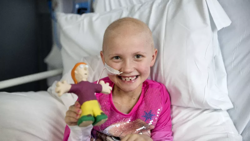 One of the young patients on the Children’s Oncology Ward at Leeds General Infirmary.
