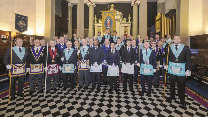 Somerset Freemasons in the Masonic Hall in Bath
