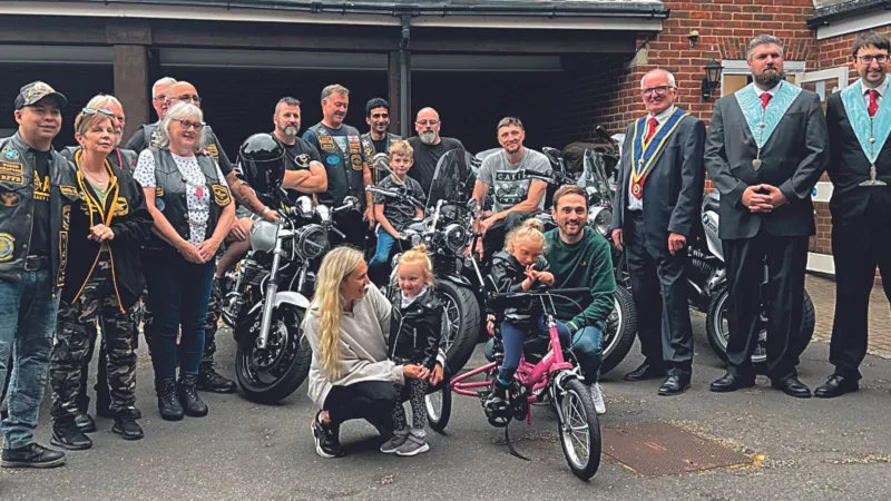 West Kent Freemasons have raised funds for a bike for 5 year old April Ellis