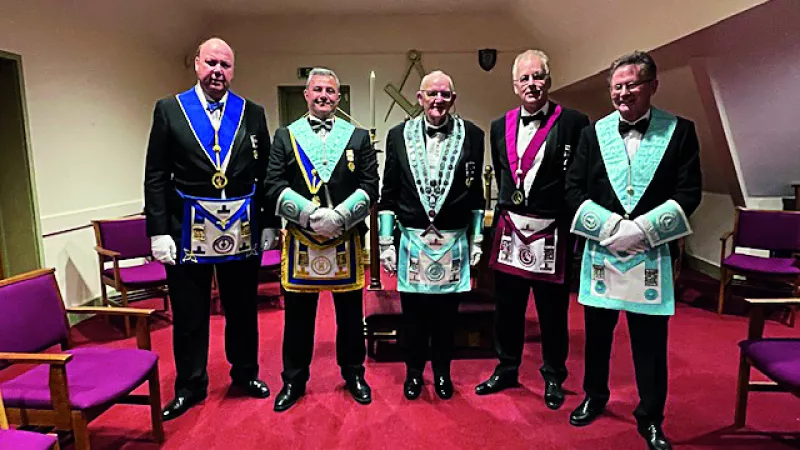 Suffolk Freemason pictured in a Lodge room wearing masonic regalia