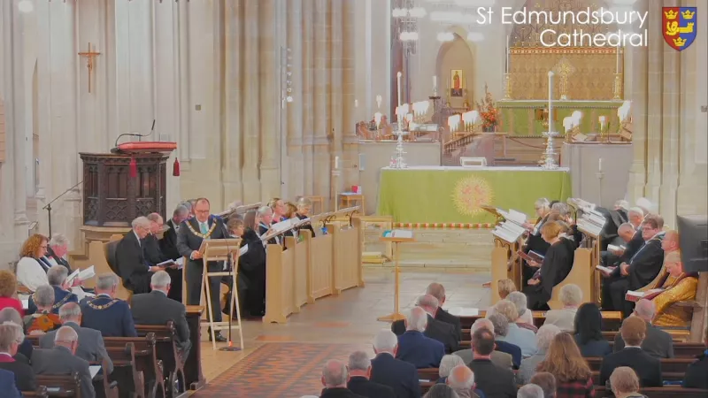 Provincial Grand Master of Suffolk Ian Yeldham delivering the First Reading at St. Edmundsbury Cathedral